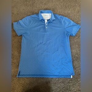 johnnie-O Sky Blue Polo with White Dots